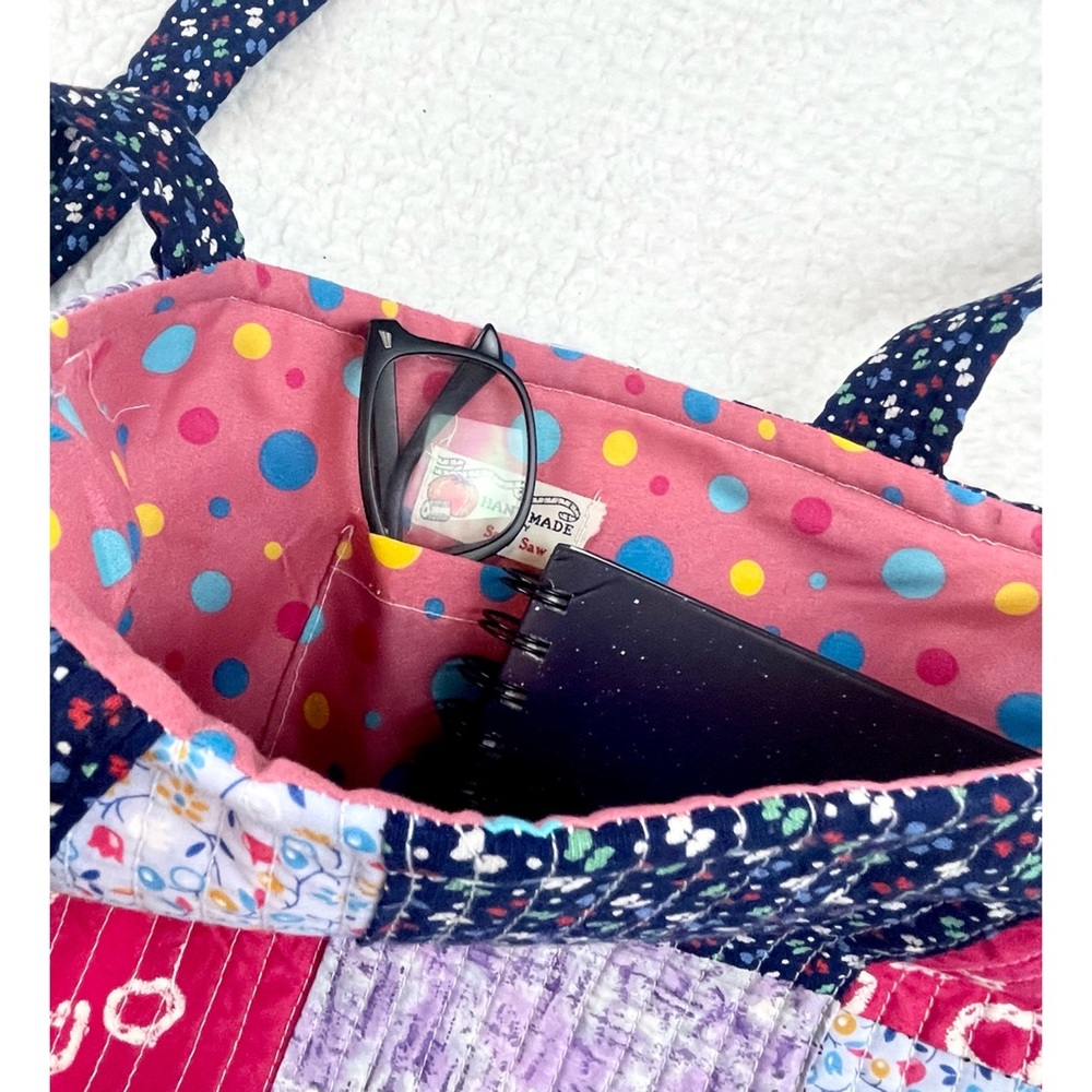 SALLY SAW • Handmade Colorful Patchwork Tote Bag - Picture 8 of 12